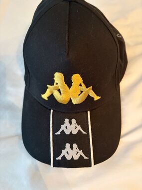 Kappa Black Cap with Gold and White Logos
